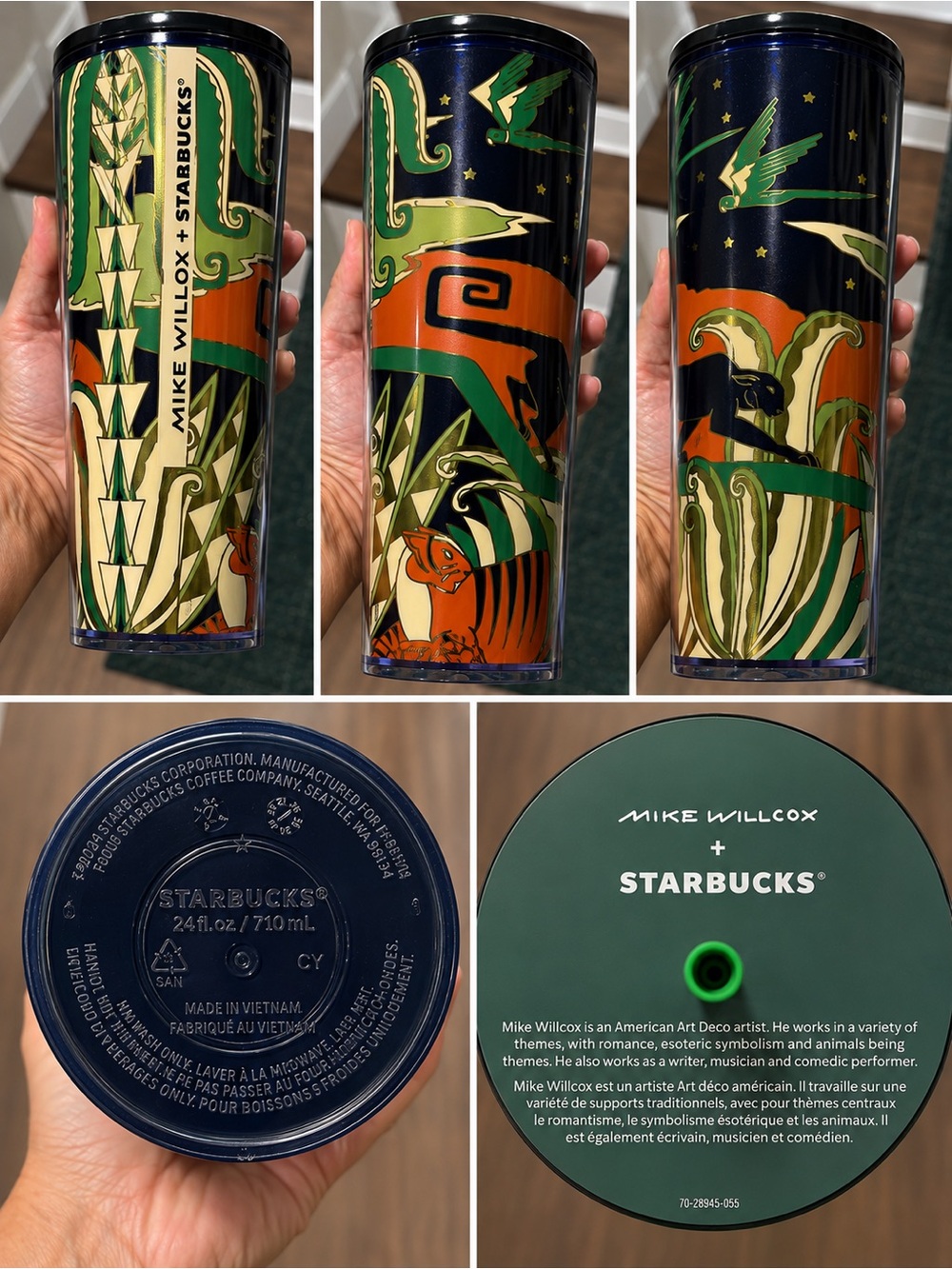 NEW Starbucks x Mike Willcox Art Deco 24 oz Tumbler with Straw